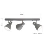 Plafoniera spot SCHOOL, E27 3x40W otel finisaj gri, 55x14x15cm IP20 ORION - imagine 6