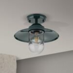 Plafoniera pentru exterior EDWARD, E27 1x60W aluminiu finisaj verde  inaltime 27.5cm IP44 ORION - imagine 4
