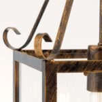 Pendul în formă de felinar FRANCO, cu abajur din sticla clar, E27 1x60W otel finisaj auriu antic, 39x89cm IP20 ORION - imagine 3