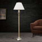 Lampadar OLD LAMP, cu abajur din material textil plisat, E27 1x60W otel finisaj alama antica, 152cm IP20 ORION - imagine 2