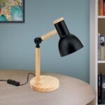Veioza natur ANIKA cu brat flexibil, E27 1x40W lemn finisaj negru-stejar, 37cm IP20 ORION - imagine 3