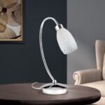 Veioza CARLA, cu abajur din sticlă cu model decorativ perforat, G9 1x40W otel finisaj crom, 32cm IP20 ORION - imagine 2
