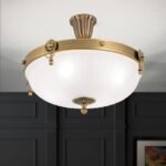 Plafoniera ROCCA, cu abajur din sticla opal mat, E27 4x60W otel finisaj bronz, 43cm IP20 ORION