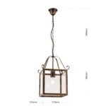 Pendul în formă de felinar FRANCO, cu abajur din sticla clar, E27 1x60W otel finisaj auriu antic, 39x89cm IP20 ORION - imagine 5