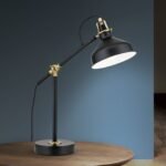 Veioza vintage SCHILLER cu brat flexibil, E14 1x40W otel finisaj negru-alama antica, 59cm IP20 ORION