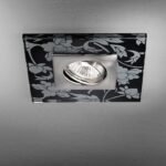 Spot mobil patrat CLASA cu decoratiune sticla neagra GU10 1x50W otel finisaj crom satinat 15x15cm IP20 ORION - imagine 3