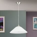 Suspensie GRADO, cu abajur din sticlă opal mat, E27 1x40W otel finisaj crom satinat, 110cm IP20 ORION