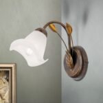 Aplica SISI, cu abajur din sticla opal-mat, E14 1x40W otel finisaj antic, 21x13cm IP20 ORION