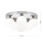 Plafoniera SNOWWHITE, 6 lampi G9, otel finisaj crom satinat, abajur sticla opal, diametrul 36cm ORION - imagine 6