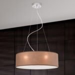 Pendul UFO cu abajur de in, E27 3x60W, otel finisaj maro, 150cm IP20 ORION