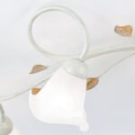 Plafoniera SISI, cu abajur din sticla opal-mat, E14 5x40W otel finisaj fildes-auriu, 95cm IP20 ORION - imagine 4