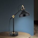 Veioza vintage SCHILLER cu brat flexibil, E14 1x40W otel finisaj negru-alama antica, 59cm IP20 ORION - imagine 3