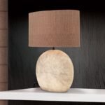 Lampa de masa ETHNO cu abajur oval de in, E27 1x60W ceramica finisaj  maro, 52cm IP20 ORION