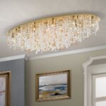 Plafoniera din cristal CRYSTALRIVER, 120cm 21xG9/40W sticla cristalina K9, cadru otel finisaj auriu IP20 ORION