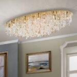 Plafoniera din cristal CRYSTALRIVER, 120cm 21xG9/40W sticla cristalina K9, cadru otel finisaj auriu IP20 ORION - imagine 2