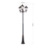 Lampadar pentru exterior KENZO,  E27 3x60W aluminiu finisaj cupru/negru inaltime 260cm IP44 ORION - imagine 5