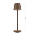 Lampă de masă cu baterie CHANDELLE, 38.6cm LED 2W/150lm/3000K Comutator/buton tactil aluminiu finisaj maro ruginiu IP54 ORION - imagine 6
