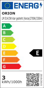 Bec LED Lumânare rasucita transparent, E14, 3W, 2700K, 330Lm  lumină albă caldă ORION - imagine 6