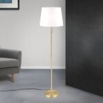 Lampadar LUDWIG, cu abajur de in, E27 1x40W otel finisaj alama antica, 157cm IP20 ORION - imagine 2