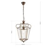 Pendul în formă de felinar MANTO, cu abajur din sticla clar, E27 1x60W otel finisaj auriu antic, 44x94cm IP20 ORION - imagine 5