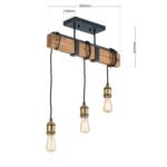 Plafoniera CELLAR, E27 3x40W fara bec, lemn finisaj alama antica, 35cm IP20 ORION - imagine 6