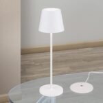 Lampă de masă cu baterie CHANDELLE, 38.6cm LED 2W/150lm/3000K Comutator/buton tactil aluminiu finisaj alb IP54 ORION - imagine 3