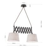 Pendul FACTORY cu abajur textil, E27 2x40W OTEL finisaj  antic, 45-110cm IP20 ORION - imagine 6