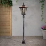 Lampadar pentru exterior HERMINE,  E27 1x60W aluminiu finisaj negru/argintiu, geam fumuriu inaltime 116cm IP43 ORION - imagine 3