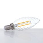Bec LED Lumânare rasucita transparent, E14, 3W, 2700K, 330Lm  lumină albă caldă ORION - imagine 2
