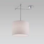 Lampă supendata FULAN, cu montare rotativă-reglabila cu abajur textil, E27 1x60W otel finisaj crom, 55-125cm IP20 ORION - imagine 2