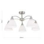 Lustra SUSAN, cu abajur din sticlă opal mat, E14 5x40W otel finisaj crom satinat, 50x28cm IP20 ORION - imagine 5