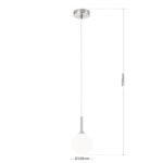 Pendul SNOWWHITE, 1 lampa G9, otel finisaj crom satinat, abajur sticla opal, diametrul 12cm ORION - imagine 6