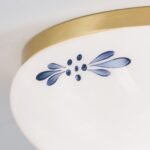 Plafoniera LANDHOUS, cu abajur din sticla opal-lucios-albastru, E27 1x60W otel finisaj alama periata, 21cm IP20 ORION - imagine 3