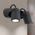 Aplica spot de exterior VISION pivotamta, GU10 2x13W cadru otel finisaj antracit, diametru 6.8cm IP44 ORION