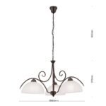 Suspensie RULA, cu abajur din sticla opal mat, E27 3x60W otel finisaj antic, 37x95cm IP20 ORION - imagine 5