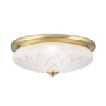 Plafoniera PORTO, cu abajur din sticlă satinată cu tăietură diamantată, E27 2x40W otel finisaj bronz, 37cm IP20 ORION - imagine 2