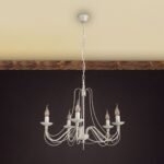 Candelabru VELA, E14 5x40W otel finisaj antic fildes-auriu, 100cm IP20 ORION - imagine 4