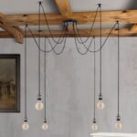 Pendul JAILHOUSE, E27 6x40W fara bec, otel finisaj negru-alama antica, 250cm IP20 ORION - imagine 4