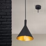 Pendul GUNDA, 150cm 1xE14/40W, cadru aluminiu finisaj negru-auriu IP20 ORION - imagine 3