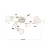 Plafoniera SISI, cu abajur din sticla opal-mat, E14 3x40W otel finisaj fildes-auriu, 60cm IP20 ORION - imagine 5