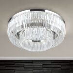 Plafoniera LED PRISM, 95cm, LED 145W/11600lm/3000K prisma din sticla cristalina K9, cadru otel finisaj crom IP20 ORION - imagine 3