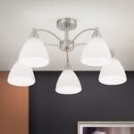 Lustra SUSAN, cu abajur din sticlă opal mat, E14 5x40W otel finisaj crom satinat, 50x28cm IP20 ORION