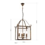Pendul în formă de felinar FRANCO, cu abajur din sticla clar, E14 4x60W otel finisaj auriu antic, 39x89cm IP20 ORION - imagine 5