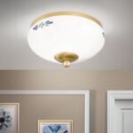 Plafoniera LANDHOUS, cu abajur din sticla opal-lucios-albastru, E27 1x60W otel finisaj alama periata, 21cm IP20 ORION - imagine 2