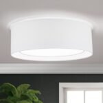 Plafoniera MARS cu abajur de in, E27 3x40W, otel finisaj alb, 50cm IP20 ORION