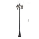 Lampadar pentru exterior HERMINE,  E27 3x60W aluminiu finisaj negru/argintiu, geam fumuriu inaltime 240cm IP43 ORION - imagine 5