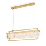 Pendul LED PRISM, dreptunghiulară, 70-160cm, LED 80W/6400lm/3000K prisma din sticla cristalina K9, cadru otel placat cu aur 24KIP20 ORION - imagine 2