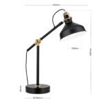 Veioza vintage SCHILLER cu brat flexibil, E14 1x40W otel finisaj negru-alama antica, 59cm IP20 ORION - imagine 6