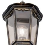 Aplica pentru exterior PUCHBERG in sus,  E27 1x60W aluminiu finisaj negru/auriu, geam fumuriu inaltime 45cm IP44 ORION - imagine 5