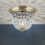 Plafoniera din cristal PLAFOND, 26cm 1xE27/40W cristal Asfour, cadru otel finisaj alama antica IP20 ORION